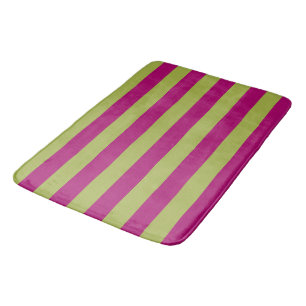 Pink and Green Stripes Bath Mat