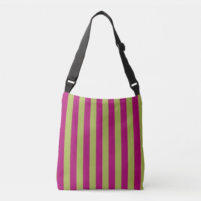 Pink and Green Stripes Crossbody Bag (Front)