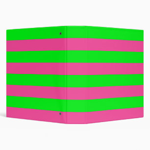 Pink and Green Stripes Design 3 Ring Binder