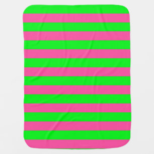 Pink and Green Stripes Design Baby Blanket
