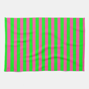Pink and Green Stripes Design Kitchen Towel