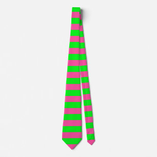 Pink and Green Stripes Design Neck Tie