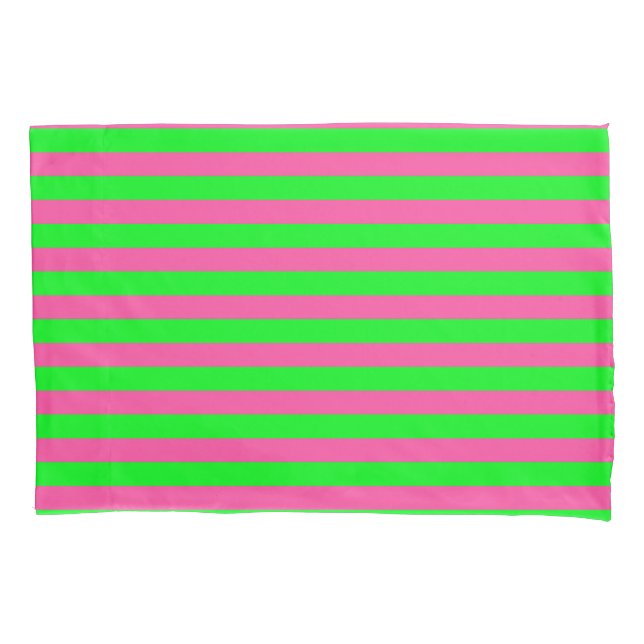Pink and Green Stripes Design Pillow Case (Front)