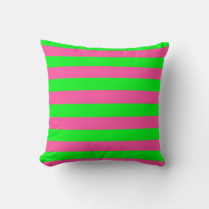 Pink and Green Stripes Design Throw Pillow