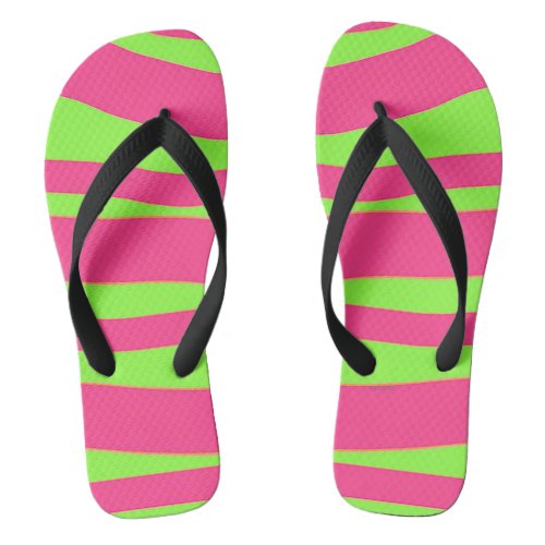 PINK AND GREEN STRIPES FOR WOMEN FLIP FLOPS