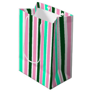 Pink and Green Stripes Medium Gift Bag