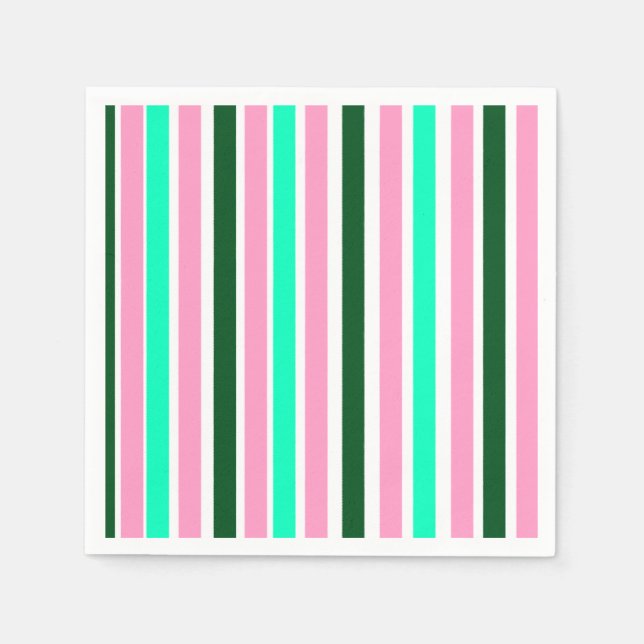 Pink and Green Stripes  Napkins (Front)