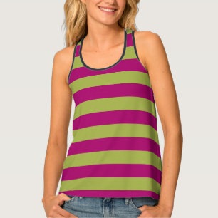 Pink and Green Stripes Tank Top