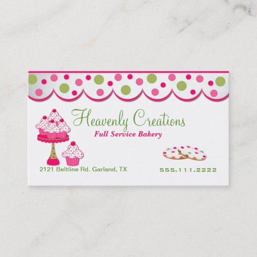 Customizable Pink and Green Sweets Bakery Business Card
