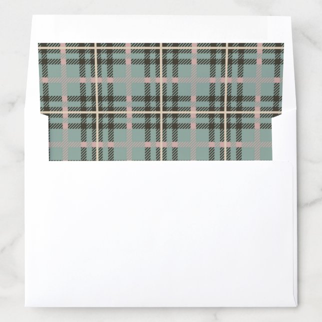 Pink and Green Tartan Plaid Baby Shower Envelope Liner (In Envelope)