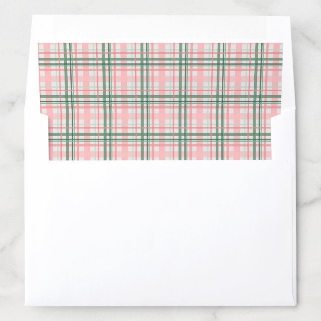 Pink And Green Tartan Plaid Holidays Card Envelope Liner (In Envelope)
