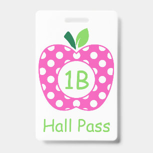 Pink and Green Teacher's Apple Personalized Badge
