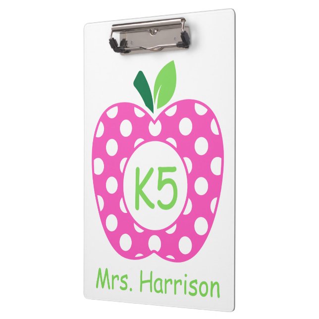 Pink and Green Teacher's Apple Personalized Clipboard (Left)