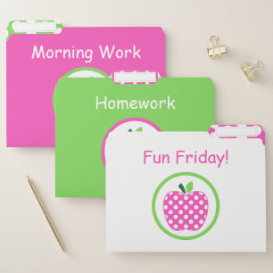 Pink and Green Teacher's Apple Personalized File Folder