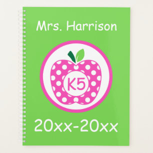 Pink and Green Teacher's Apple Personalized Planner