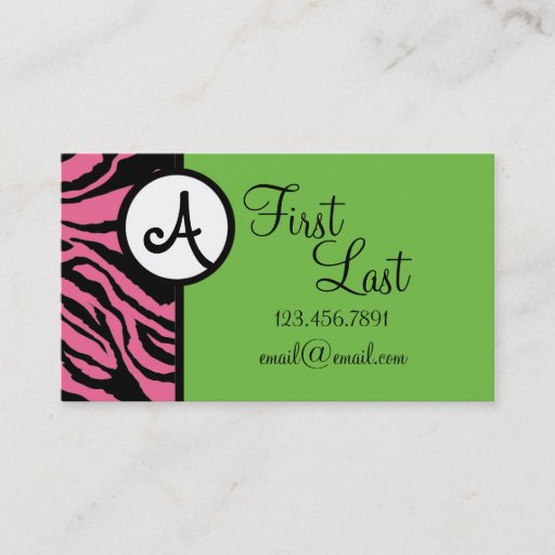 Customizable Pink and Green Teen Business Card