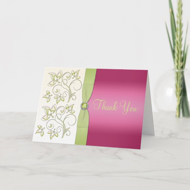 Pink and Green Thank You Card (Front)