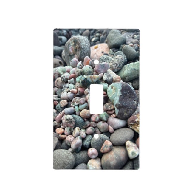 Pink and green Thompsonite pebbles Light Switch Cover (Front)