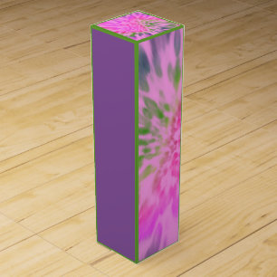 pink and green tie dye wine box
