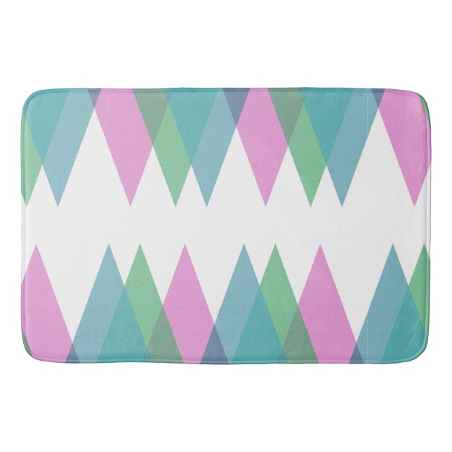 Pink and green triangles bath mat (Front)