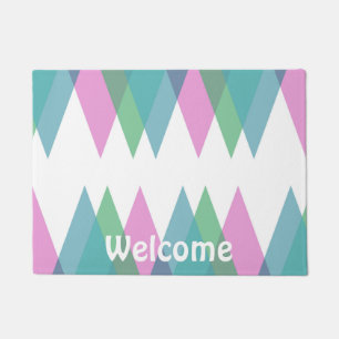 Pink and green triangles doormat