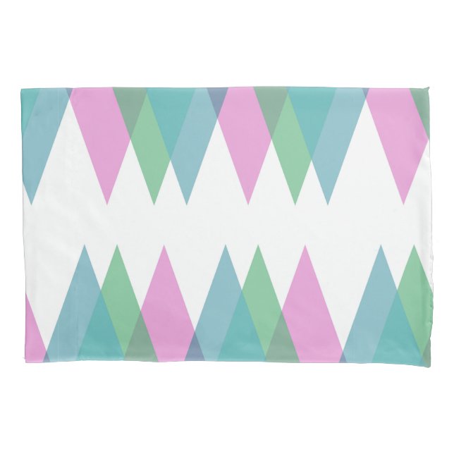 Pink and green triangles pillow case (Front)