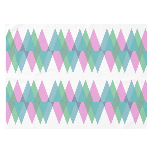 Pink and green triangles tablecloth (Front (Horizontal))