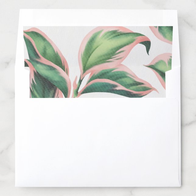 Pink and Green Tropical Foliage Envelope Liner (In Envelope)