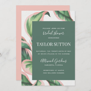 Pink and Green Tropical Foliage Shower Invitation