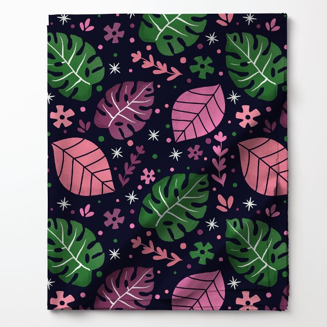 Pink and Green Tropical Monstera Leaf Pattern Fabric (Creator Uploaded)