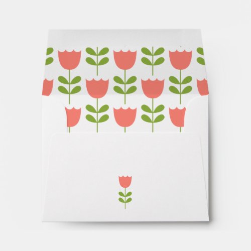 Pink and Green Tulips on White Envelope