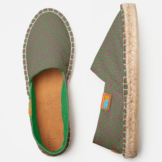 Pink And Green Turing Pattern  Espadrilles (Side)