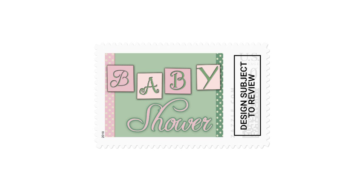 Pink and green USPS baby shower stamps | Zazzle.com