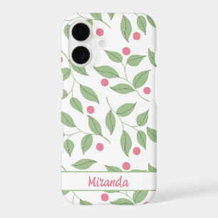 Pink and Green Vines and Dots  iPhone 17 Case