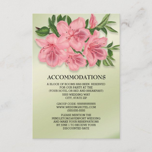 Pink And Green Vintage Floral Accommodations Enclosure Card