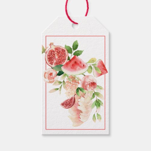 Pink and Green Watercolor Bouquet Gift Tags