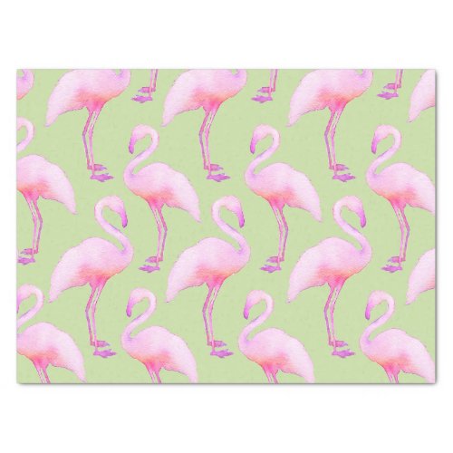 Pink and Green Watercolor Flamingo  Tissue Paper