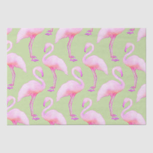 Pink and Green Watercolor Flamingo Tissue Paper