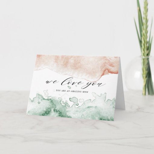Pink And Green Watercolor Wash Happy Mother's Day Card | Zazzle