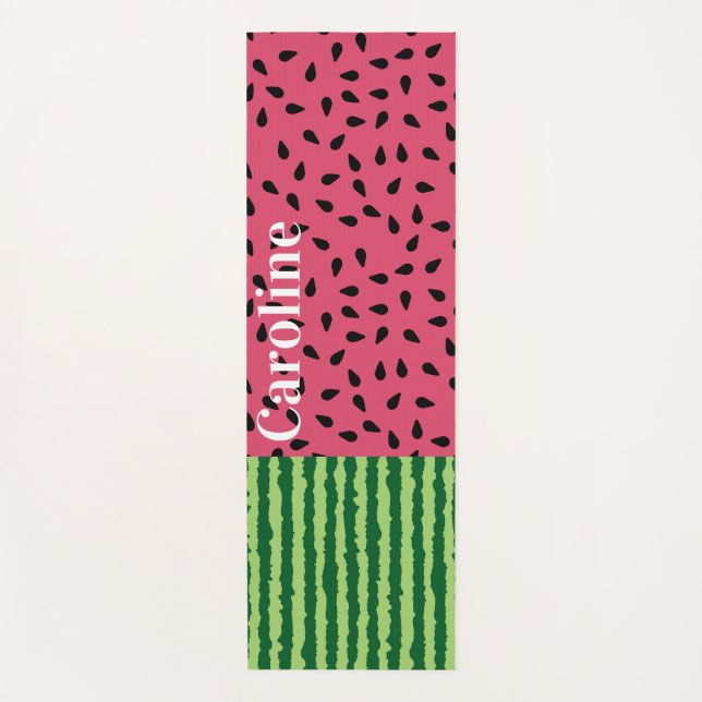 Pink and Green Watermelon Personalized Yoga Mat (Front)
