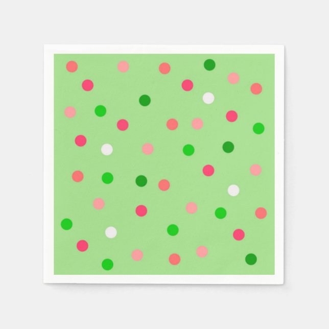 Pink and Green Watermelon Polka Dots Napkins (Front)