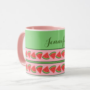 Pink and Green Watermelon Wedges - Personalized Mug