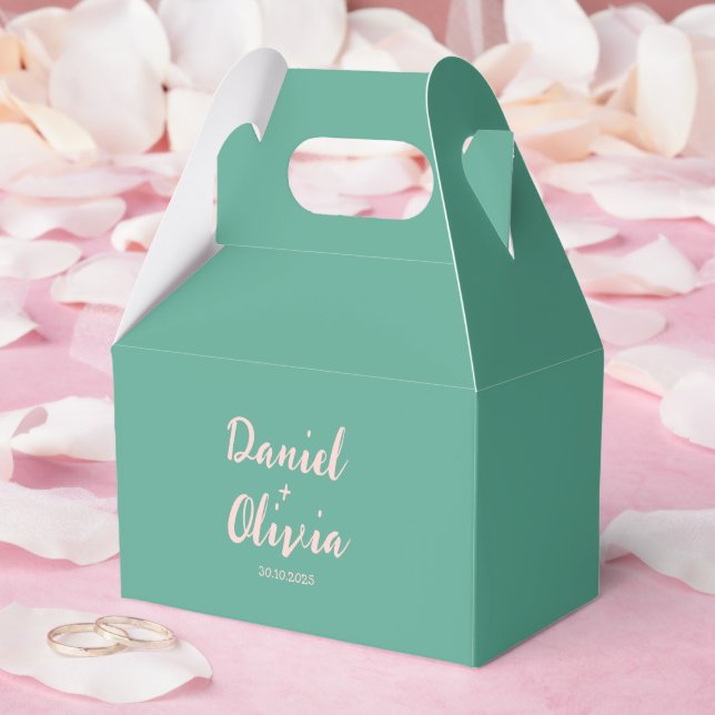 Pink and Green Wavy Wedding  Favor Boxes (Wedding)