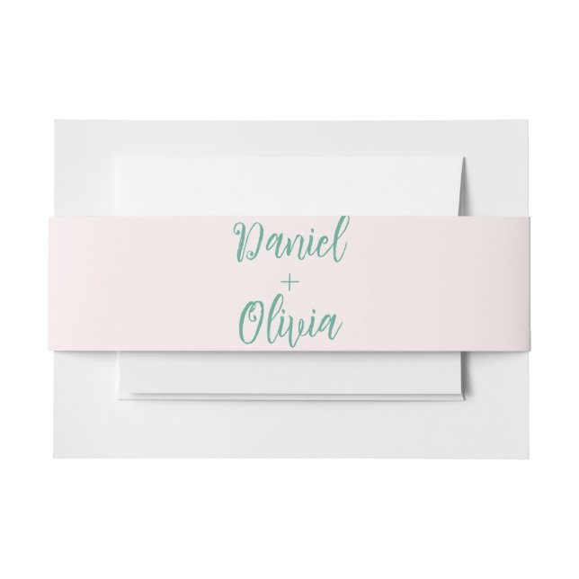 Pink and Green Wavy Wedding Invitation Belly Band (Front Example)