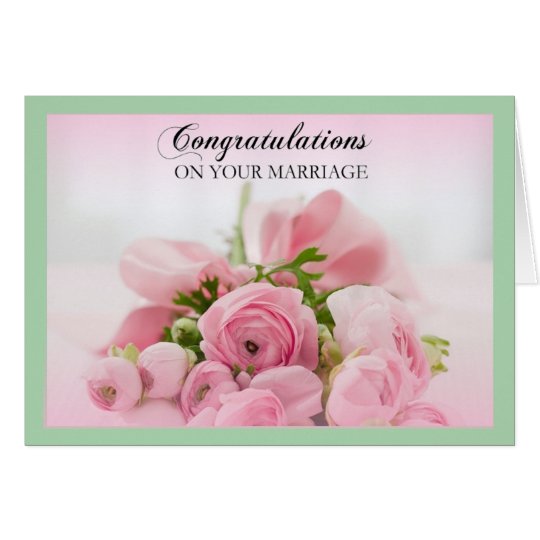 Pink And Green Wedding Congratulations Card | Zazzle.com