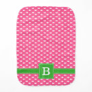 Pink and Green Whimsical Whales Pattern Monogram Baby Burp Cloth Pink and Green Whimsical Whales Pattern Monogram Baby Burp Cloth