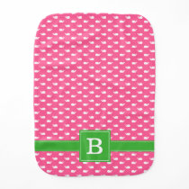 Pink and Green Whimsical Whales Pattern Monogram Baby Burp Cloth Pink and Green Whimsical Whales Pattern Monogram Baby Burp Cloth