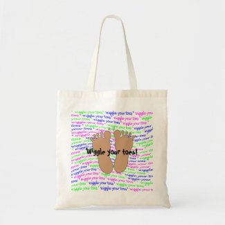 Pink and Green Wiggle Your Toes! Tote Bag