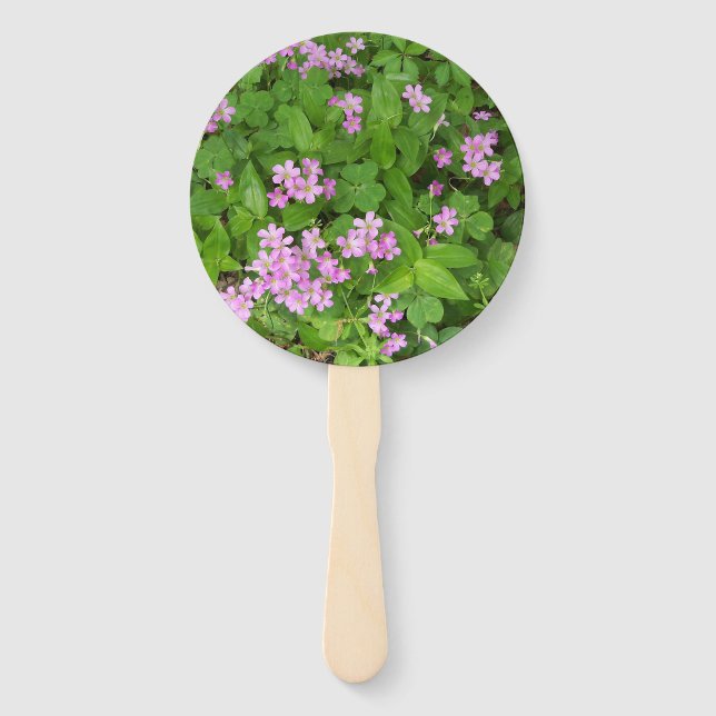 Pink and green wild flower design on a program fan (Front)