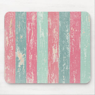 Pink and green wooden fence texture mouse pad